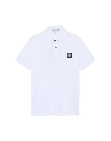 [해외직구] 스톤 아일랜드 22002SC 오가닉 코튼 엘라스테인 피케 슬림 핏 폴로 셔츠 컴퍼스 패치 화이트   25SS K1S1522002-SCS0017-V1001