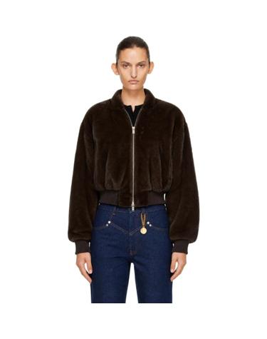 [해외직구] Stella McCartney 보머 브라운 플러쉬 밍크 에코퍼 보머 재킷 262471F058001
