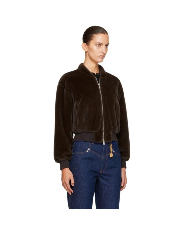 스텔라 매카트니 스텔라맥카트니 [해외직구] Stella McCartney 보머 브라운 플러쉬 밍크 에코퍼 보머 재킷 262471F058001 착용컷
