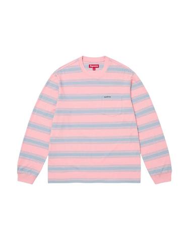 [해외직구] 슈프림 스트라이프 포켓 롱슬리브 탑 핑크   25FW 715927