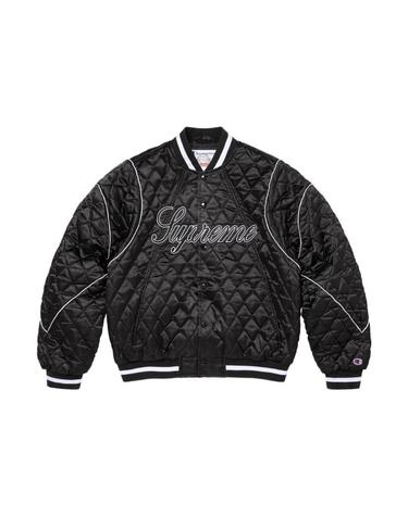 [해외직구] 슈프림 x 챔피온 퀼티드 사틴 바시티 자켓 블랙   26FW 1076299