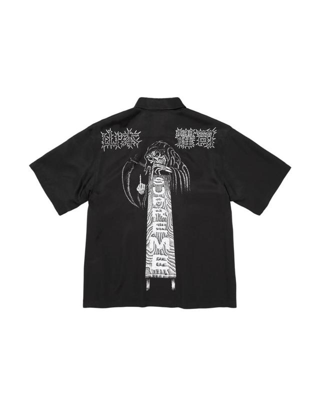 슈프림 [해외직구] 슈프림 x Ys 바이 요지 야마모토 실크 집업 숏슬리브 셔츠 블랙 25FW 606790 착용컷