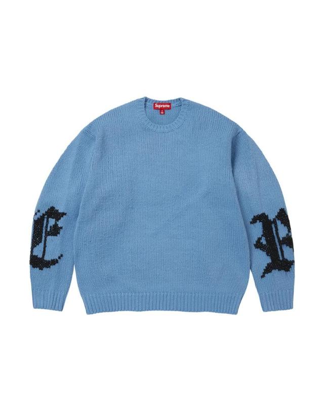 슈프림 [해외직구] 슈프림 크로스 스티치 로고 스웨터 블루 26FW 1087660 착용컷