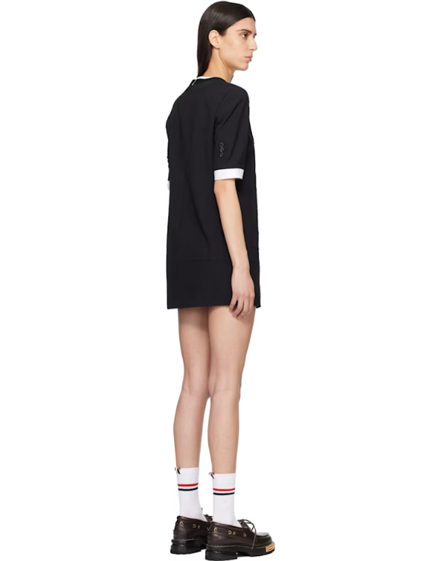톰브라운 [해외직구] 톰브라운 원피스 블랙 트롱프뢰유 패치 포켓 미니 드레스 261381F052005 착용컷
