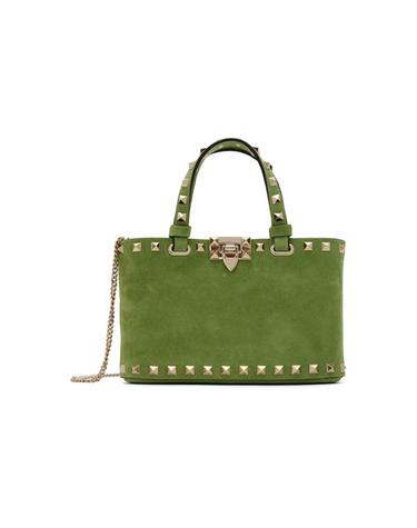 [해외직구] Valentino Garavani 토트백 그린 미니 락스터드 스웨이드 토트백 262807F049002