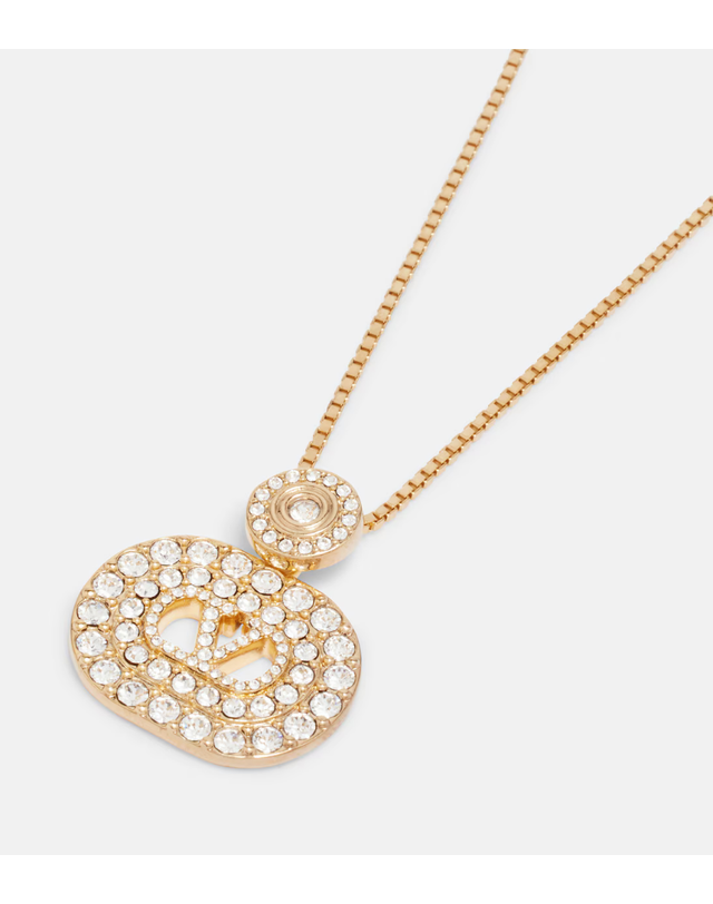 발렌티노 가라바니 발렌티노가라바니 [해외직구] Valentino Garavani VLogo Swarovski 임벨리시드 팬던트 네크리스 P01182395 착용컷