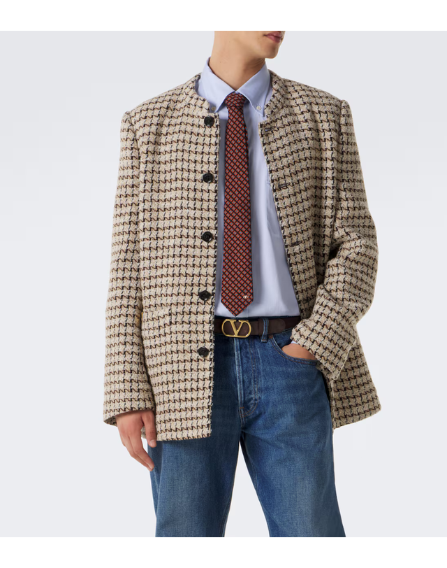 발렌티노 가라바니 발렌티노가라바니 [해외직구] Valentino Garavani 하운드투스 울 실크 블렌드 부클레 블레이저 P01201571 착용컷