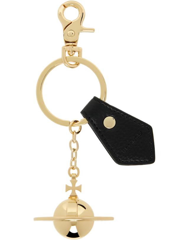 비비안웨스트우드 [해외직구] 비비안웨스트우드 키링 블랙 골드 3D 로고 키링 261314M148020 착용컷