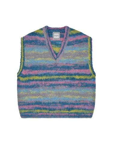 [해외직구] 우영미 멀티컬러 니트 베스트 블루   22FW W223KN19523L