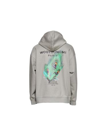 [해외직구] 우영미 깃털 백로고 후드 스웨트셔츠 그레이   23SS W231TS35726G