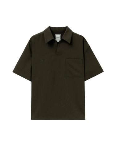 [해외직구] 우영미 오픈 칼라 티셔츠 카키   26SS W261TS18929K