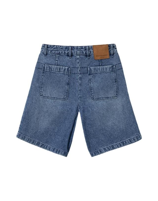 우영미 [해외직구] 우영미 원턱 워싱 코듀로이 데님 쇼츠 블루 25SS W251PT44995L 착용컷