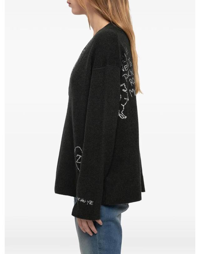 쟈딕앤볼테르 자딕앤볼테르 [해외직구] Zadig&Voltaire 미키즈 인타르시아 니트 V넥 스웨터 KWSW03075 착용컷