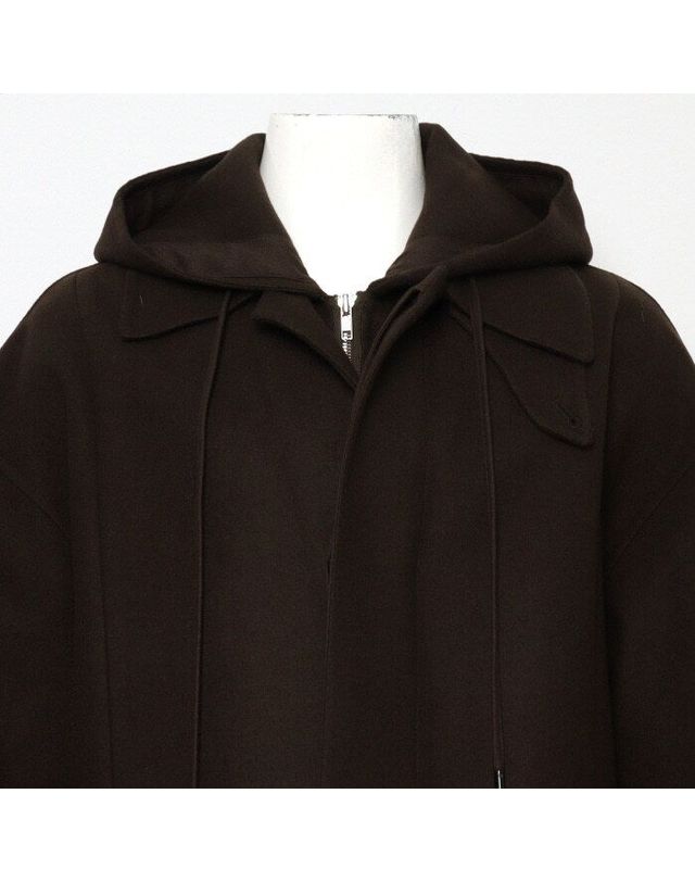 준지 [중고명품] [중고명품] 준지 브라운 모 혼합 후드 남성 코트 사이즈 65cm 161310467 착용컷
