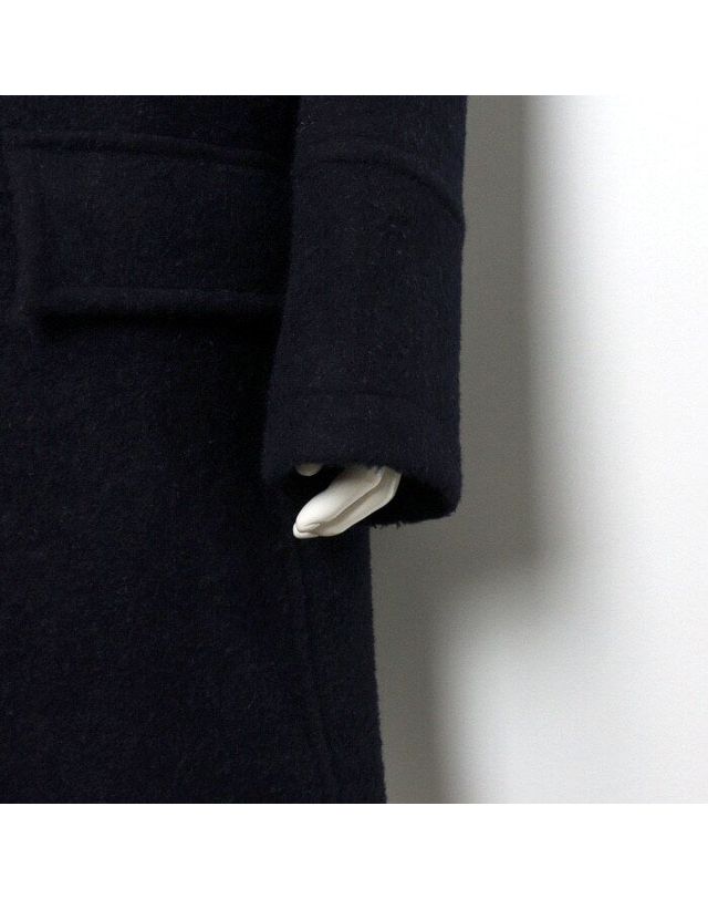 준지 [중고명품] [중고명품] 준지 알파카 혼합 레이어드 후드 남성 코트 사이즈 58cm 161310463 착용컷