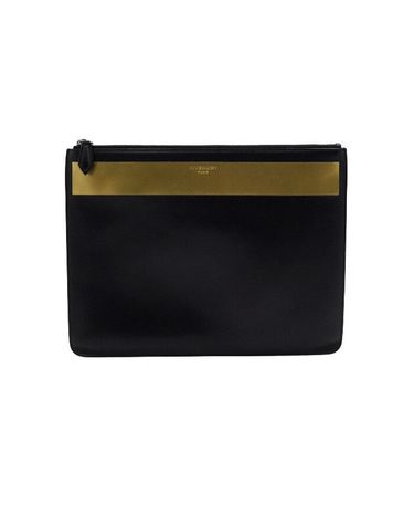 [중고명품] 지방시 블랙 레더 금장 프린팅 로고 클러치백 가로 29.5CM 세로 22.5CM 152929643