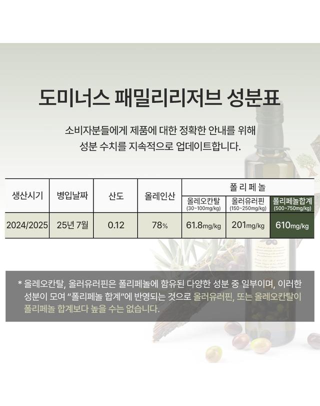 트리아즈 도미너스 패밀리 리저브 엑스트라버진 올리브오일 500ml 착용컷