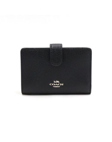 [중고명품] 코치 블랙 금장 로고 미디움 코너 지퍼 여성 반지갑 가로 13cm 세로 8.5cm 폭 3cm 152316469