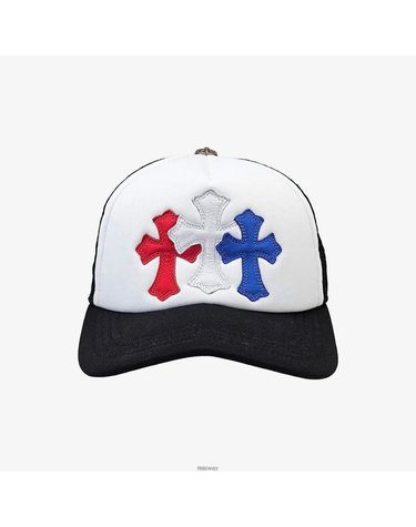 [중고명품] 크롬하츠 중고 레더패치 매쉬 볼캡 블랙 화이트 레드 블루 160727857