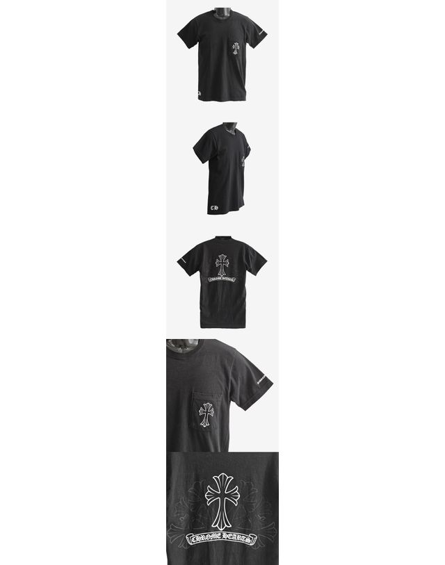 크롬 하츠 [중고명품] [중고명품] 크롬하츠 포켓 반팔 티셔츠 블랙 사이즈 S 159560170 착용컷