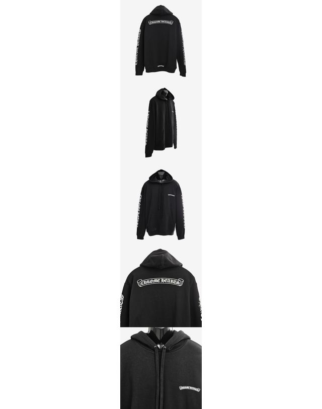 크롬 하츠 [중고명품] [중고명품] 크롬하츠 스크롤 후드티셔츠 블랙 사이즈 XL 159750223 착용컷