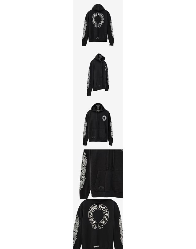 크롬 하츠 [중고명품] [중고명품] 크롬하츠 홀스슈 후드티 블랙 사이즈 M 158459943 착용컷