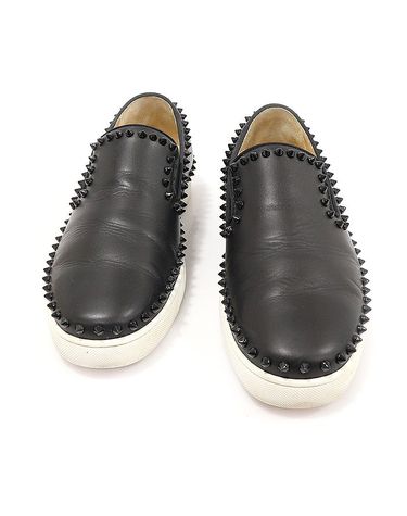 [중고명품] 크리스찬루부탱 블랙 카프스킨 PIK BOAT 스파이크 슬립온 사이즈 280mm 130619832