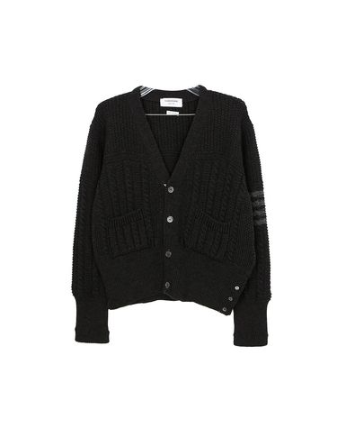 [중고명품] 톰브라운 사선 완장 메리노울 남성 가디건 다크 그레이 MKC286A 00014 025 155990390