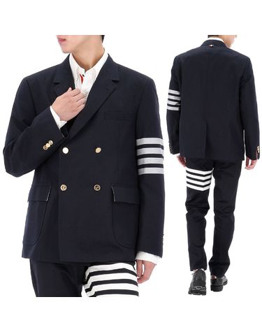 [명품] 톰브라운 남자 자켓 4 바 스트라이프 더블 버튼 블레이저 네이비 MJU566A07890415 94065593