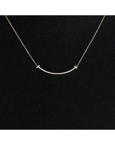 [중고명품] 티파니앤코 T 스마일 스몰 18K 옐로우 골드 파베 다이아몬드 목걸이 157216675
