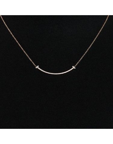 [중고명품] 티파니앤코 파베 다이아몬드 스몰 T스마일 여성 펜던트 목걸이 사이즈 40.6cm 160388748