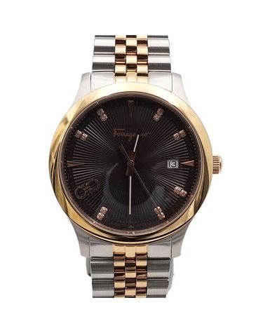 [중고명품] 페라가모 더블 간치니 브라운 금장콤비 스틸 남성 시계 사이즈 40mm 157215787