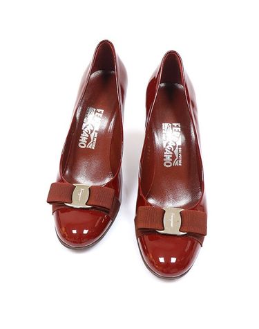 [중고명품] 페라가모 와인 페이던트 CARLA 8CM 펌프스 여성구두 사이즈 7.5C 158298863