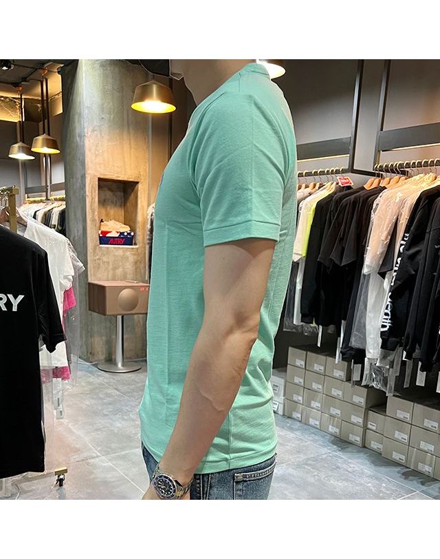 폴로 랄프로렌 [명품] 폴로랄프로렌 포니 로고 커스텀 슬림핏 반팔티 아쿠아 그린 123764572 착용컷