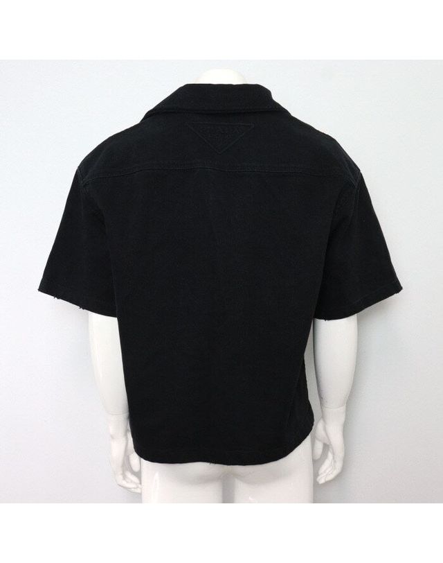 프라다 [중고명품] [중고명품] 프라다 백로고 빈티지 흑청 데님 남성 자켓 사이즈 68cm 152898898 착용컷