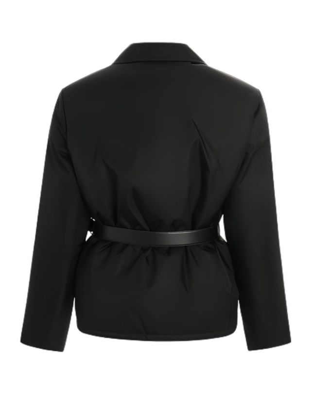 프라다 [명품] 프라다 리나일론 구스다운 벨트 재킷 블랙 158202286 착용컷