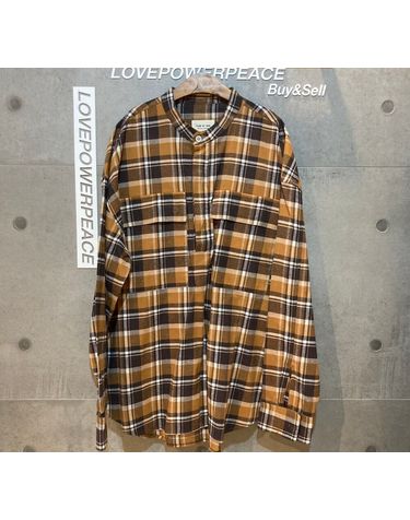 [중고명품] 피어오브갓 헨리넥 체크 셔츠 브라운 사이즈 XL 148409948
