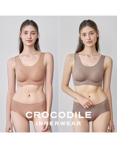 [크로커다일] 소프트 나일론모달 패드일체형 U넥 브라+팬티 4종세트 토프베이지 모카무스 CDW5O1516_T