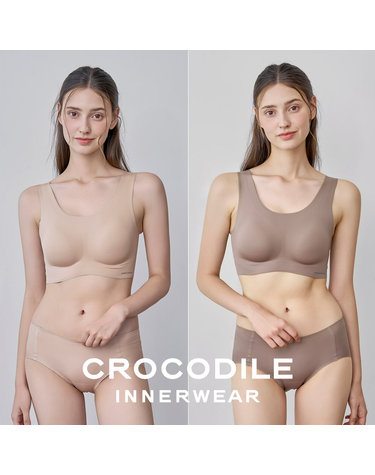 [크로커다일] 소프트 나일론모달 패드일체형 U넥 브라+팬티 4종세트 아몬드베이지 모카무스 CDW5O1416_T