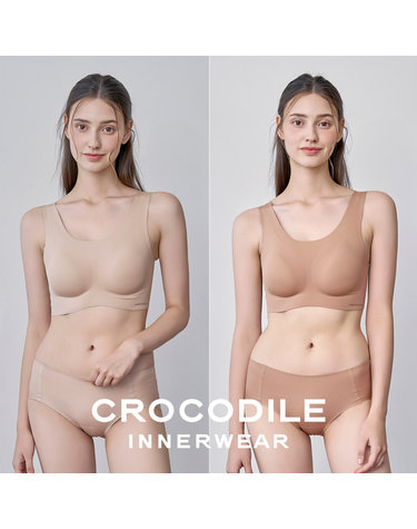 [크로커다일] 소프트 나일론모달 패드일체형 U넥 브라+팬티 4종세트 아몬드베이지 토프베이지 CDW5O1415_T