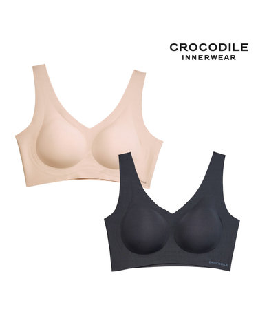 [크로커다일] 소프트 쿨인견 쉘론 패드일체형 V넥 브라2종 다크베이지 블랙 CDWBR5N1112