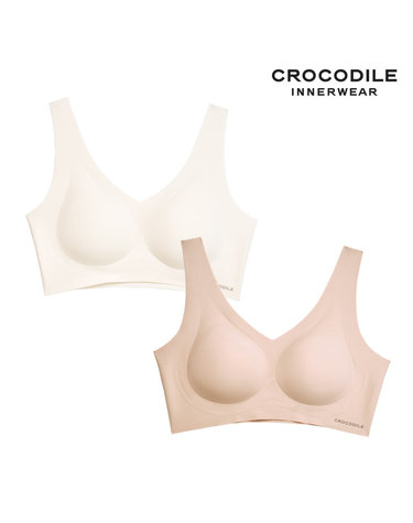 [크로커다일] 소프트 쿨인견 쉘론 패드일체형 V넥 브라2종 오트밀 다크베이지 CDWBR5N0911