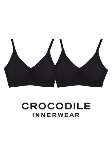 크로커다일 이너웨어 [크로커다일] 나일론골지 패드일체형 후크형 브라 블랙 CDWBR4P10_2