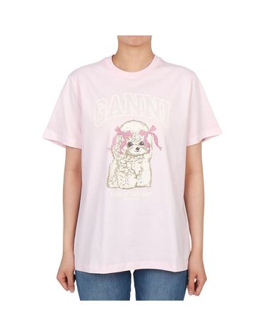 [명품] 가니 핑크 푸들 그래픽 반팔 티셔츠 A1050062 868 150786342