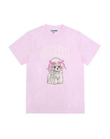 [명품] 가니 핑크 푸들 그래픽 반팔 티셔츠 A1050062 868 155438266