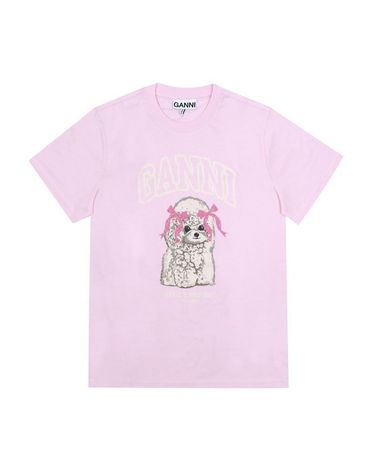 [명품] 가니 핑크 푸들 그래픽 반팔 티셔츠 A1050062 868 153845454