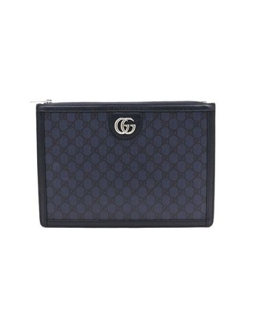 [중고명품] 구찌 네이비 GG 포트폴리오 케이스 클러치백 가로 34cm 세로 24cm 폭 4cm 152893021