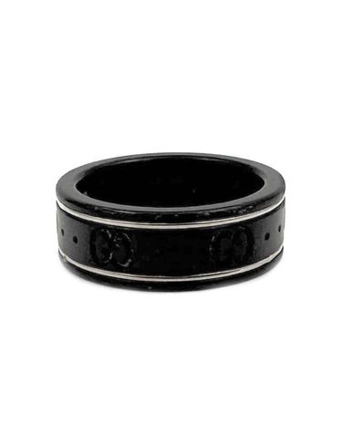[중고명품] 구찌 코런덤 아이코닉 씬 밴드 반지 화이트 골드 블랙 225985 I19A1 8061 131679958