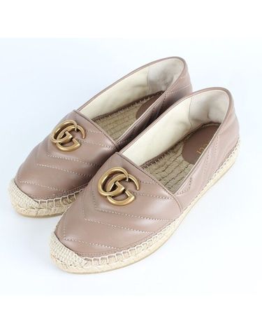 [중고명품] 구찌 GG 마몬트 레더 에스파듀 슬립온 핑크 사이즈 220mm 156972256