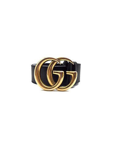 [중고명품] 구찌 남성 가죽 벨트 GG 마몽 블랙 158607120